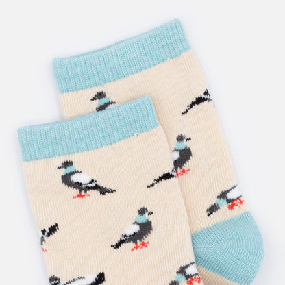 Mini bas beiges & turquoise avec pigeons - SO253M005MM