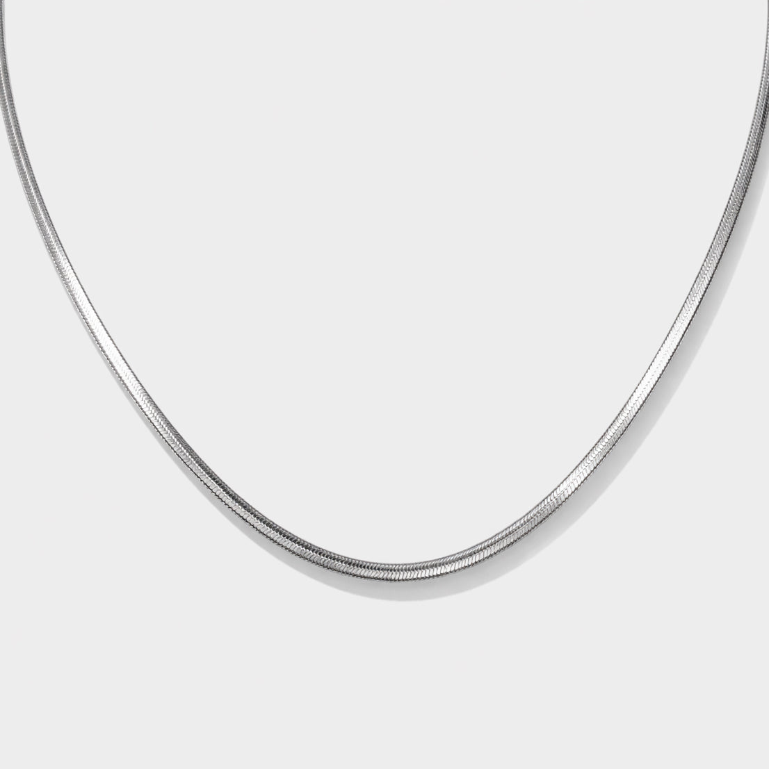 Silvered Flat Snake Mesh Chain in Stainless Steel