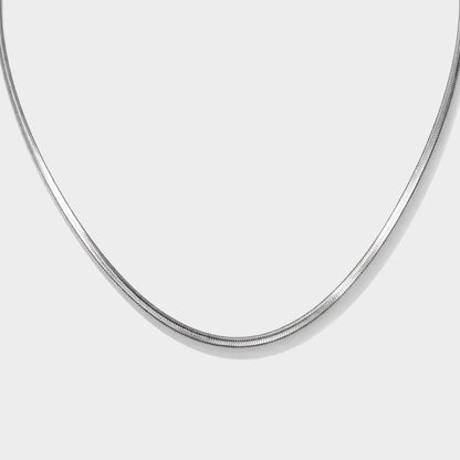 Silvered Flat Snake Mesh Chain in Stainless Steel