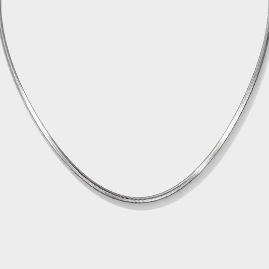 Silvered Flat Snake Mesh Chain in Stainless Steel