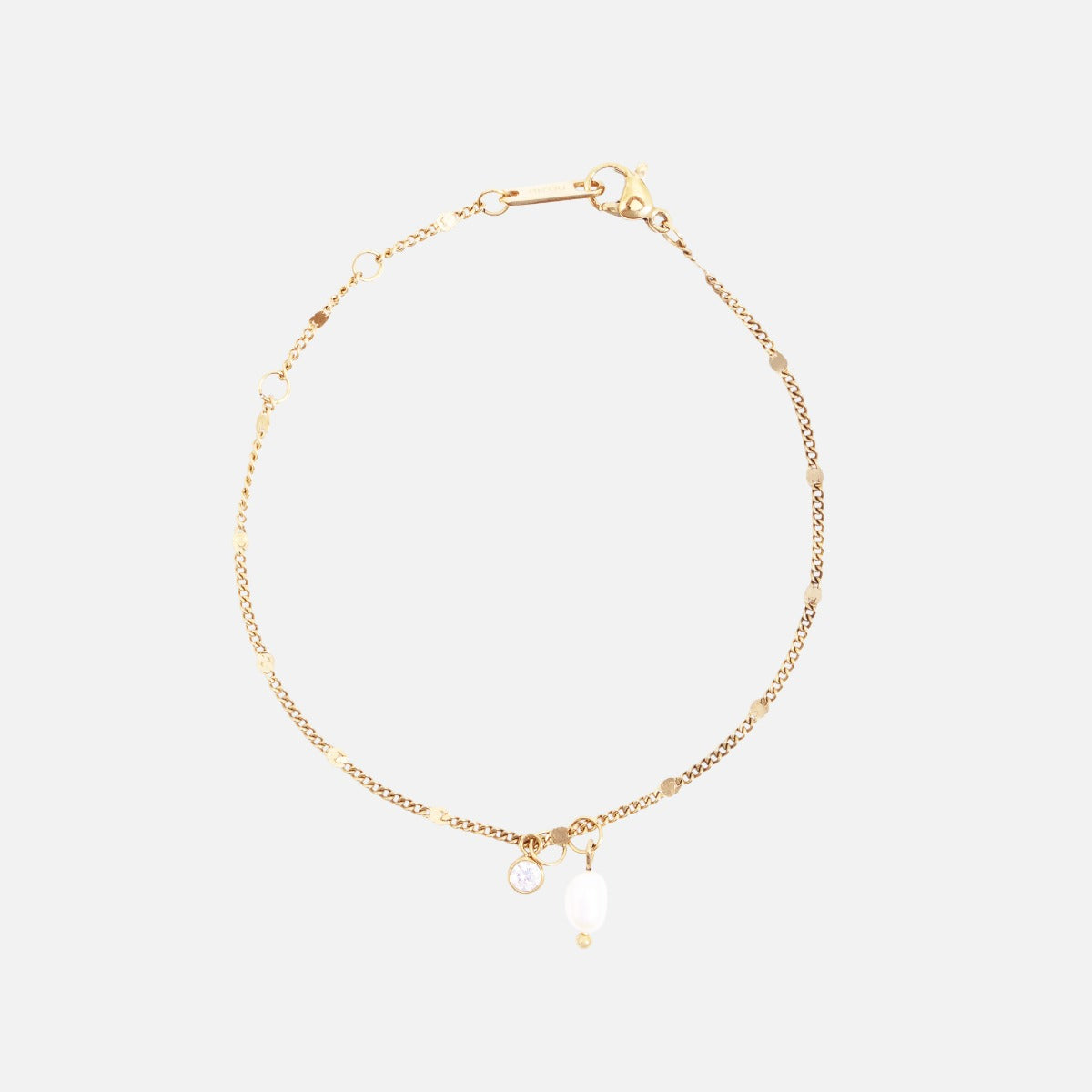 Golden bracelet in stainless steel with stone & pearl