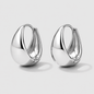 Silvered Wide-Base Huggies in Stainless Steel