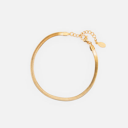 Golden Flat Snake Mesh Bracelet in Stainless Steel