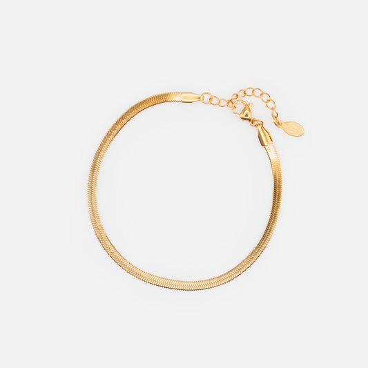 Golden Flat Snake Mesh Bracelet in Stainless Steel
