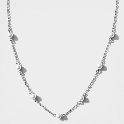Silvered multiple pearl necklace in stainless steel - SS233N017AR