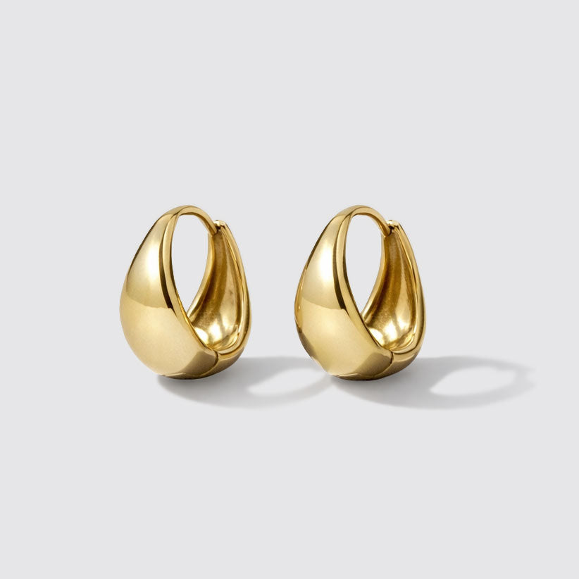 Golden Wide-Base Huggies in Stainless Steel