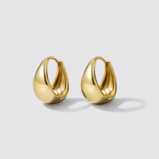 Golden Wide-Base Huggies in Stainless Steel