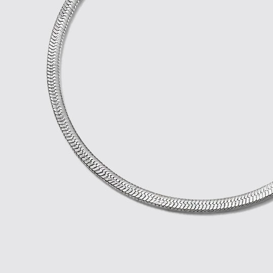 Silvered Flat Snake Mesh Bracelet in Stainless Steel