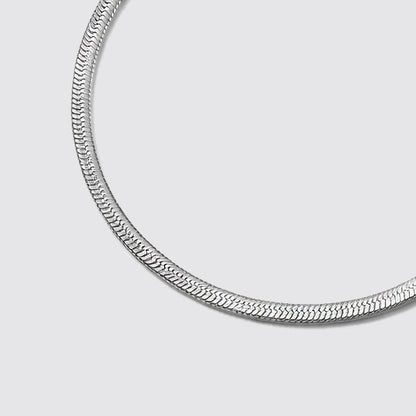 Silvered Flat Snake Mesh Bracelet in Stainless Steel