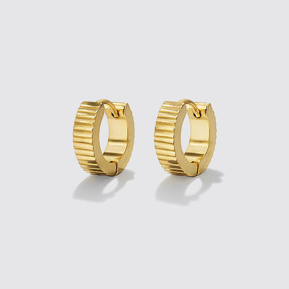 Golden Huggies with Horizontal Stripes in Stainless Steel
