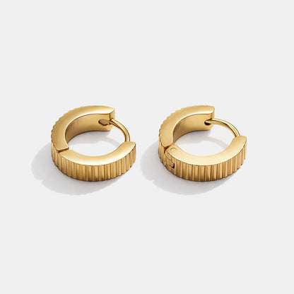 Golden Huggies with Horizontal Stripes in Stainless Steel