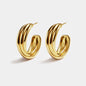 Boucles d'oreilles anneaux dorés sablier en acier inoxydable - SS251E012GL