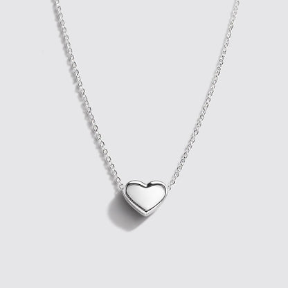 Silvered Chunky Heart Necklace in Stainless Steel