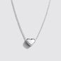 Silvered Chunky Heart Necklace in Stainless Steel