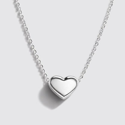 Silvered Chunky Heart Necklace in Stainless Steel