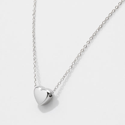 Silvered Chunky Heart Necklace in Stainless Steel