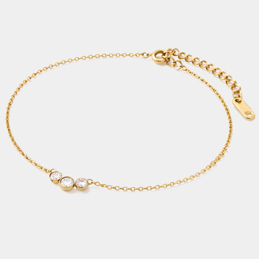 Golden bracelet in stainless steel with cubic zirconia trio - SS253B019GL