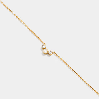 Bracelet doré en acier inoxydable trio de zircons cubiques - SS253B019GL