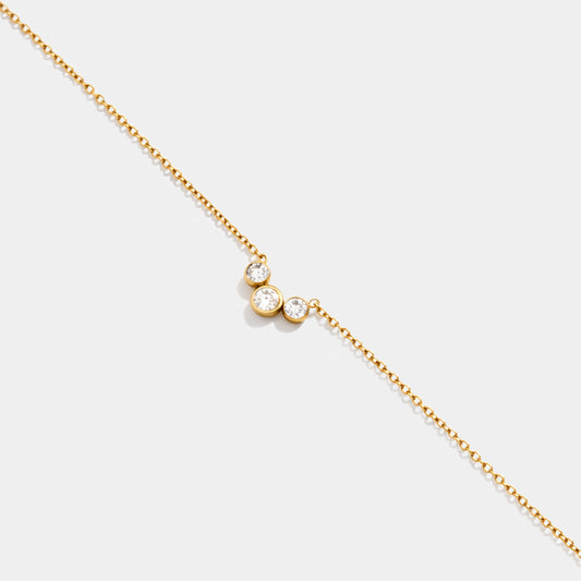 Golden bracelet in stainless steel with cubic zirconia trio - SS253B019GL