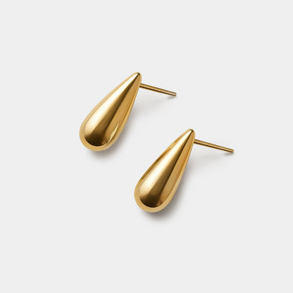 Drop-shaped golden earrings in stainless steel - SS253E001GL