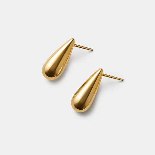 Drop-shaped golden earrings in stainless steel - SS253E001GL