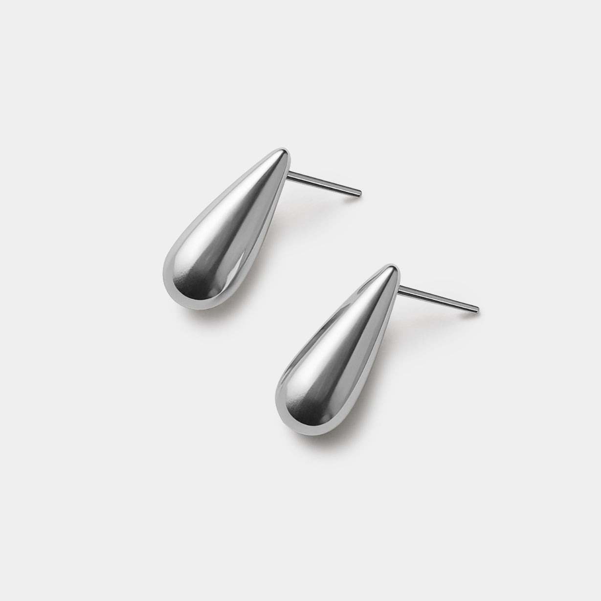 Drop-shaped silvered earrings in stainless steel - SS253E001SL