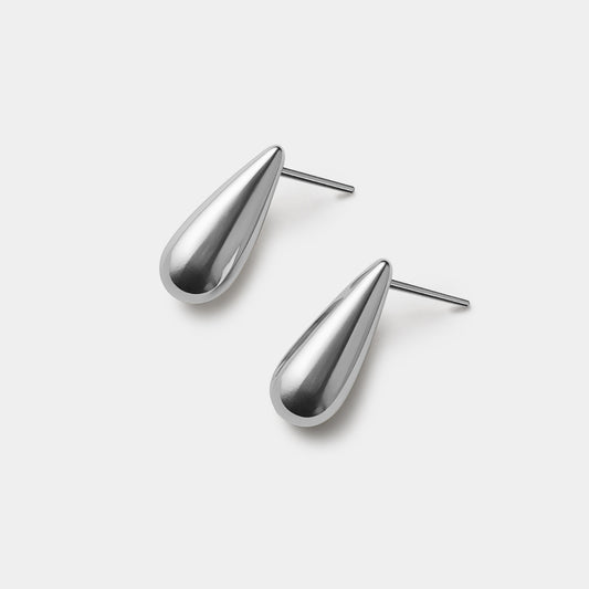 Drop-shaped silvered earrings in stainless steel - SS253E001SL