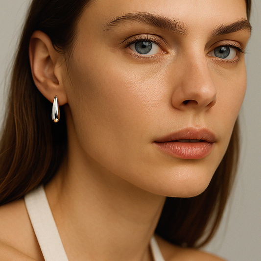 Drop-shaped silvered earrings in stainless steel - SS253E001SL