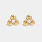 Golden flower earrings in stainless steel & pearl - SS253E002GL