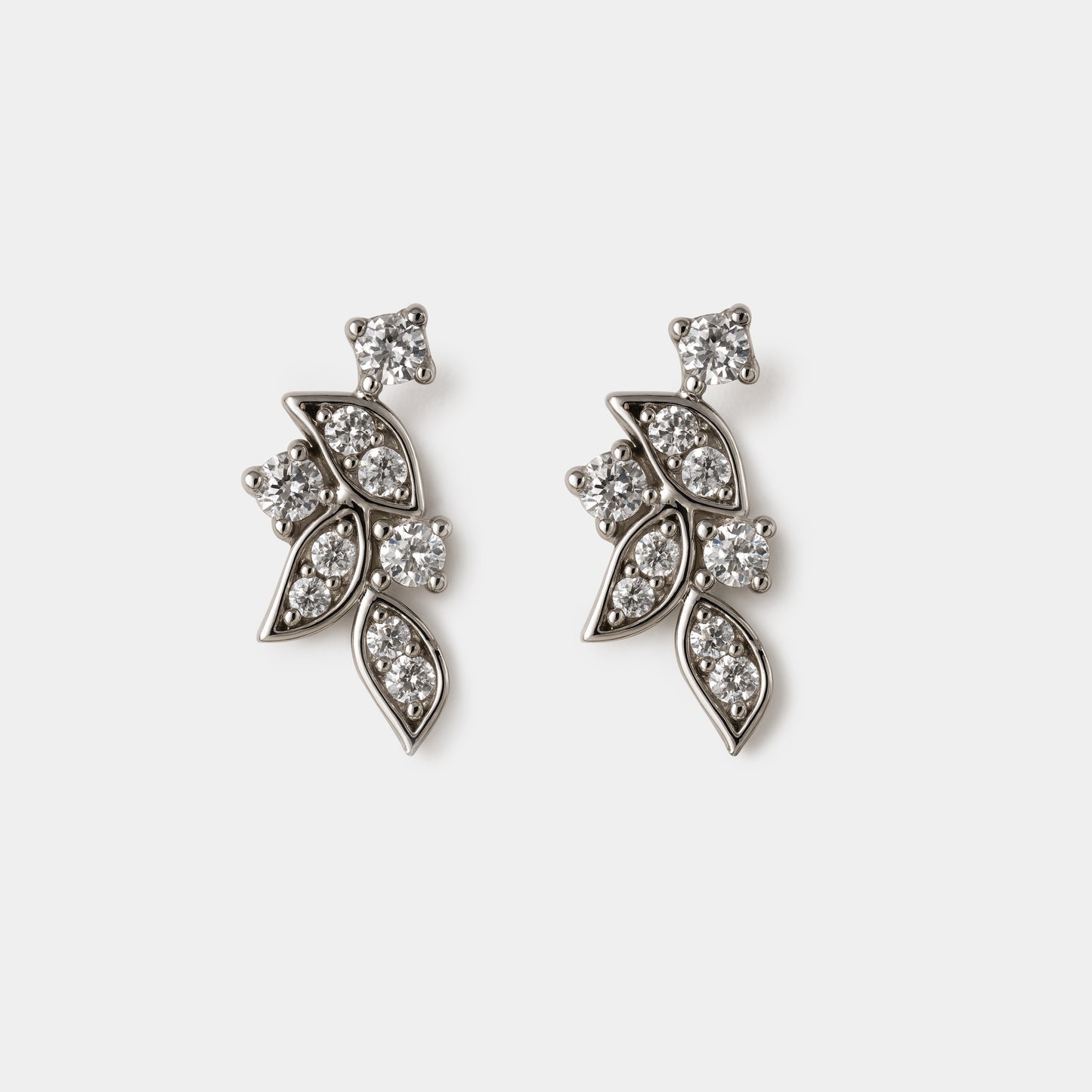 Boucles d'oreilles feuillage argenté en acier inoxydable - SS253E003SL