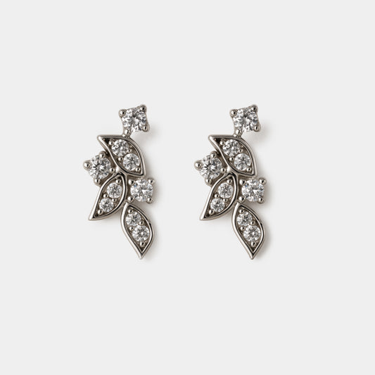 Silvered leaves earrings in stainless steel - SS253E003SL