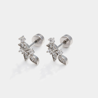 Boucles d'oreilles feuillage argenté en acier inoxydable - SS253E003SL