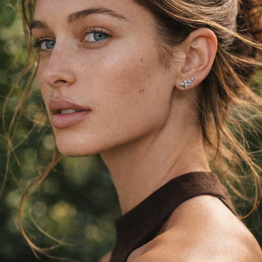 Silvered leaves earrings in stainless steel - SS253E003SL