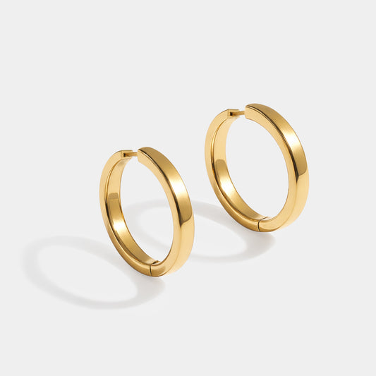Golden hoop earrings in stainless steel - SS253E006GL