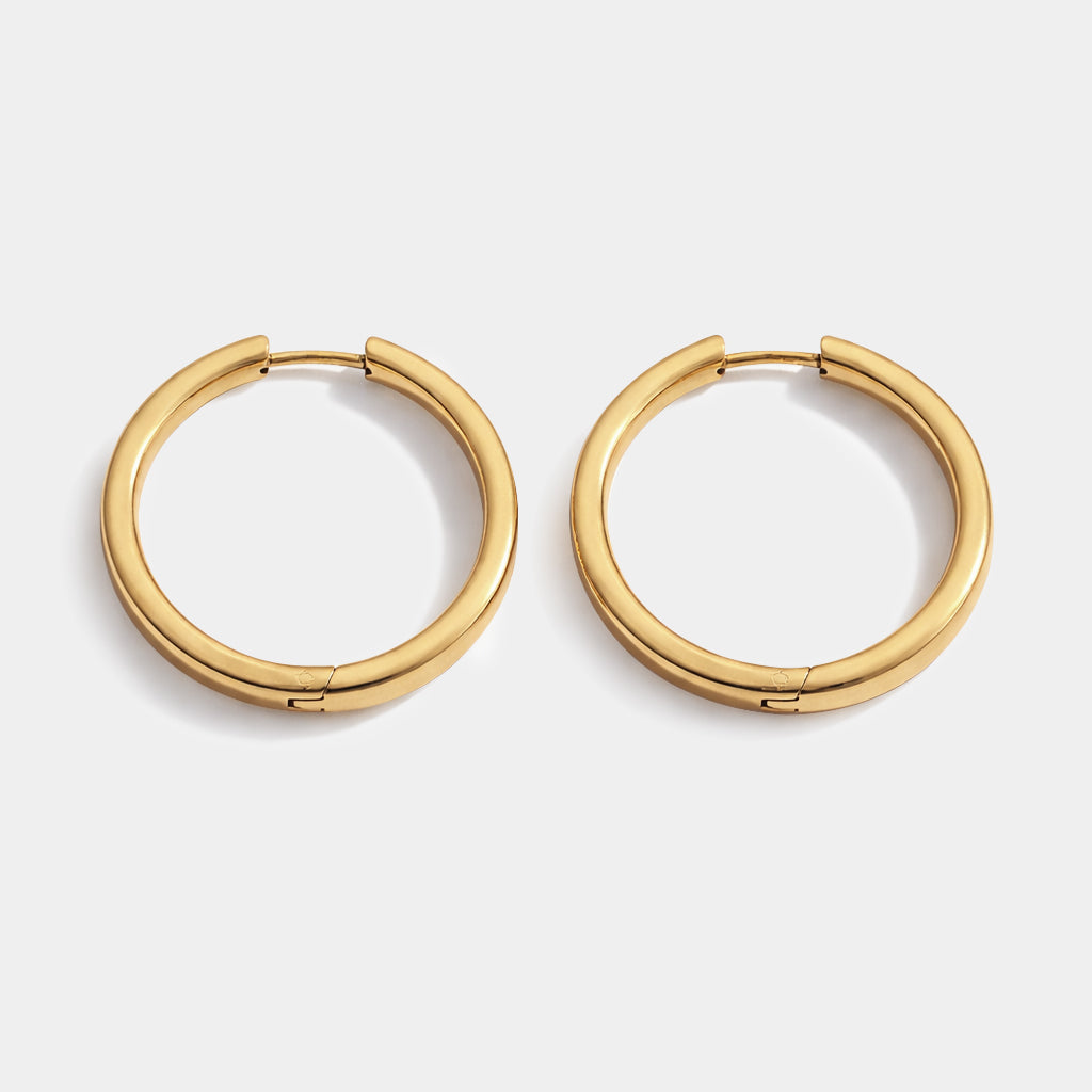 Golden hoop earrings in stainless steel - SS253E006GL