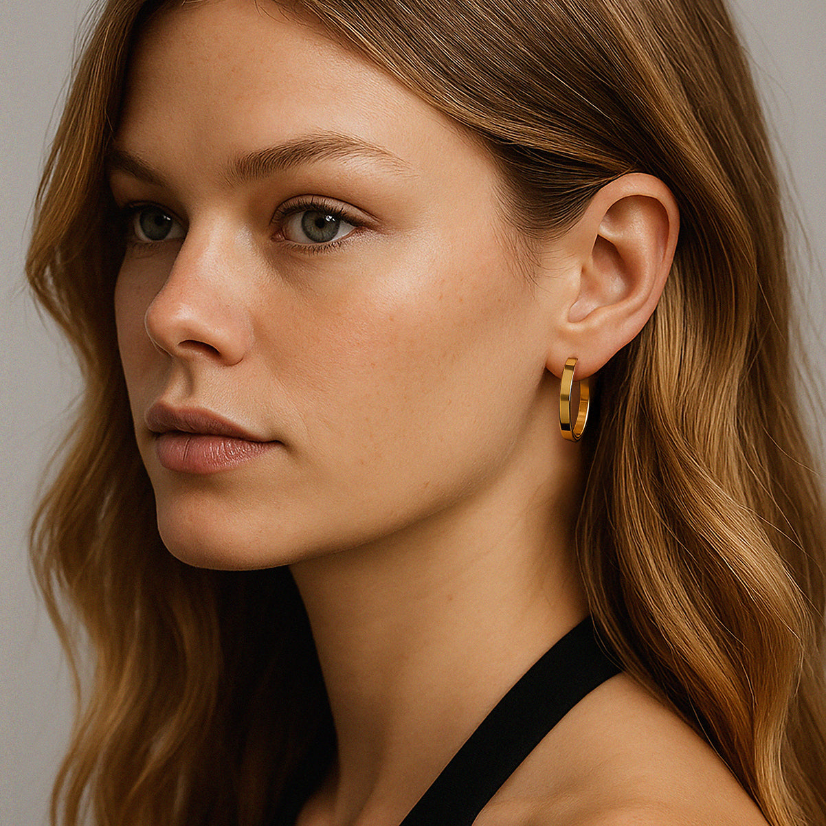 Golden hoop earrings in stainless steel - SS253E006GL