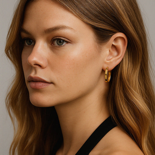 Golden hoop earrings in stainless steel - SS253E006GL