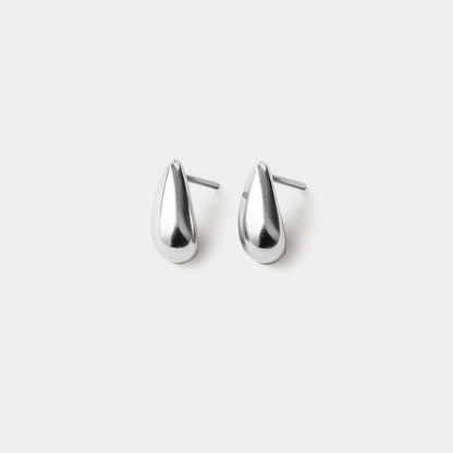 Petites boucles d'oreilles argentées en forme de goutte en acier inoxydable - SS253E008SL