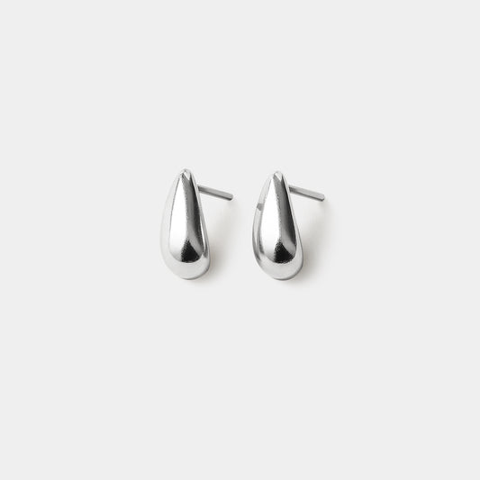 Small drop-shaped silvered earrings in stainless steel - SS253E008SL