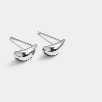 Petites boucles d'oreilles argentées en forme de goutte en acier inoxydable - SS253E008SL