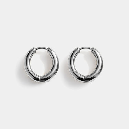 Boucles d'oreilles huggies argentées en acier inoxydable - SS253E010SL