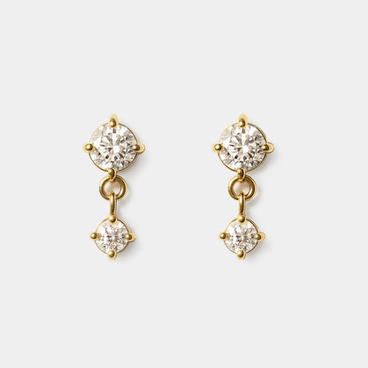 Boucles d'oreilles dorées pendantes en acier inoxydable avec zircons cubiques - SS253E011GL