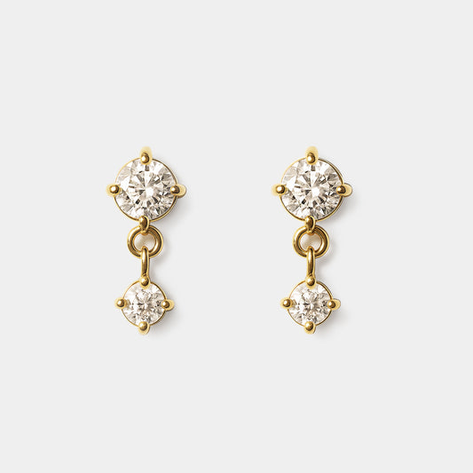 Dangling golden earrings in stainless steel with cubic zirconia - SS253E011GL