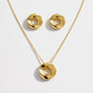 SS253K001GL - Collier & boucles d'oreilles dorés larges cercles imparfaits en acier inoxydable