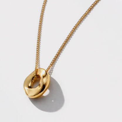 SS253K001GL - Collier & boucles d'oreilles dorés larges cercles imparfaits en acier inoxydable