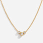 Golden necklace in stainless steel with cubic zirconia trio - SS253N014GL