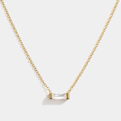 Golden necklace in stainless steel & rectangular translucent stone - SS253N016GL