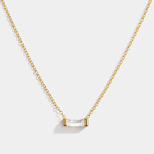 Golden necklace in stainless steel & rectangular translucent stone - SS253N016GL