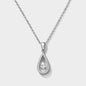 Collier argenté en acier inoxydable breloque goutte & zircons cubiques - SS253N018SL