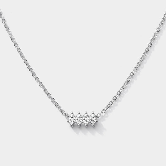 Four marquise stones silvered necklace in stainless steel - SS253N019SL